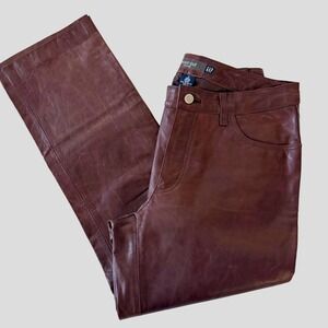 Vintage Gap Genuine Leather Bootcut Pants Brown Size 8 Y2K Fall 2000